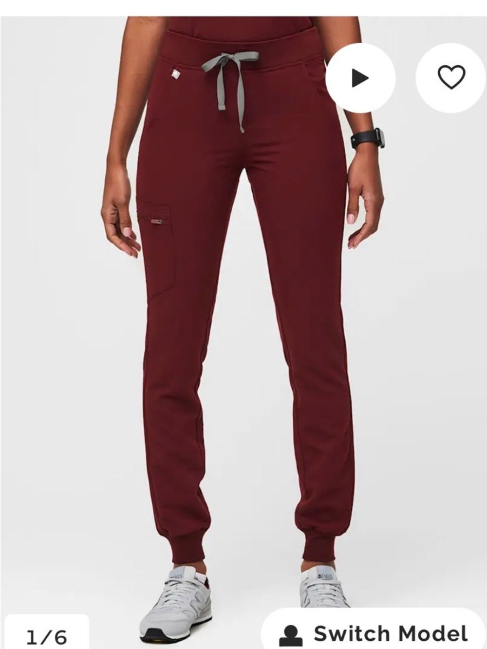 Figs Zamora 5 Pocket Women's Maroon Medical Jogger Scrub Pants